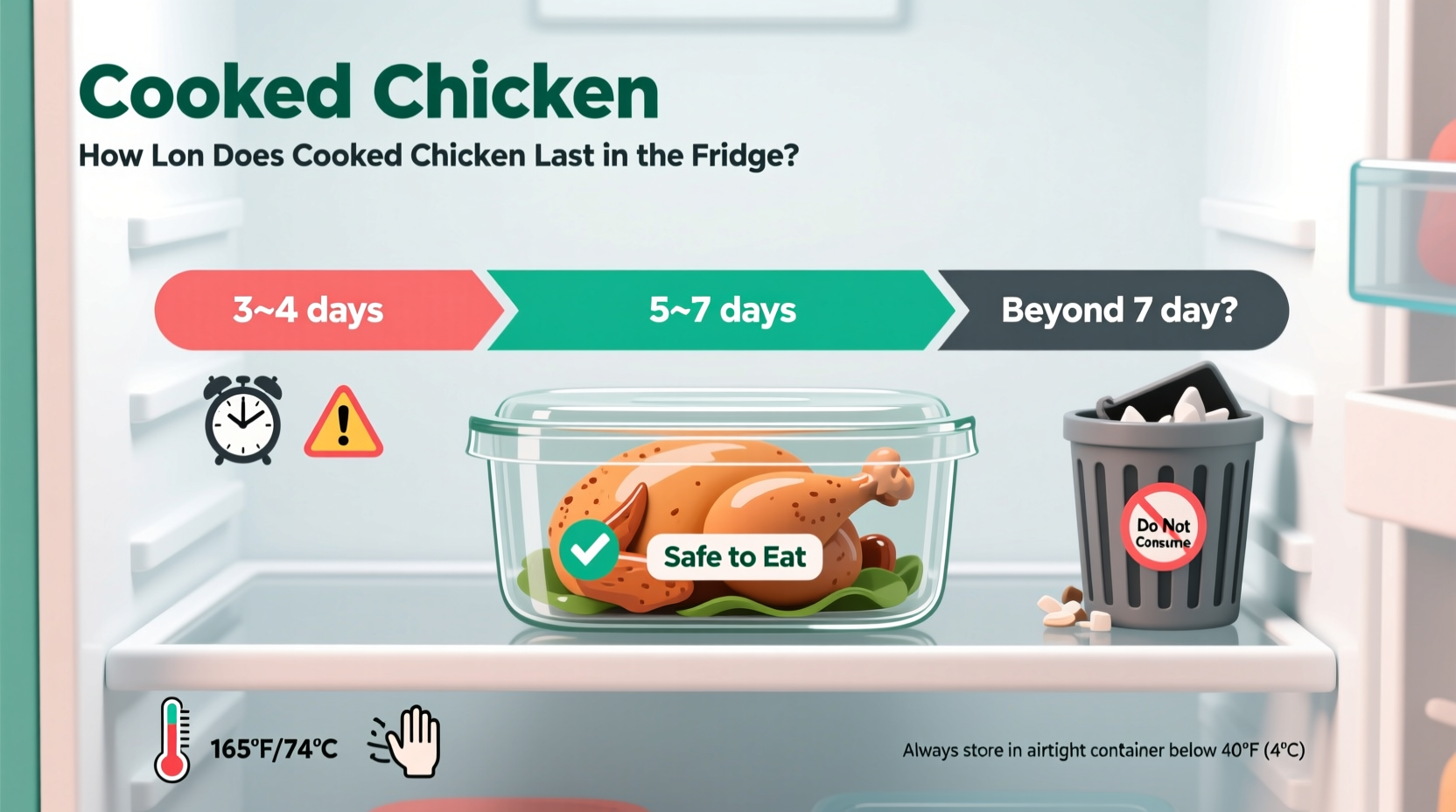 How Long Cooked Chicken Keeps in Fridge: 3-4 Days Safely