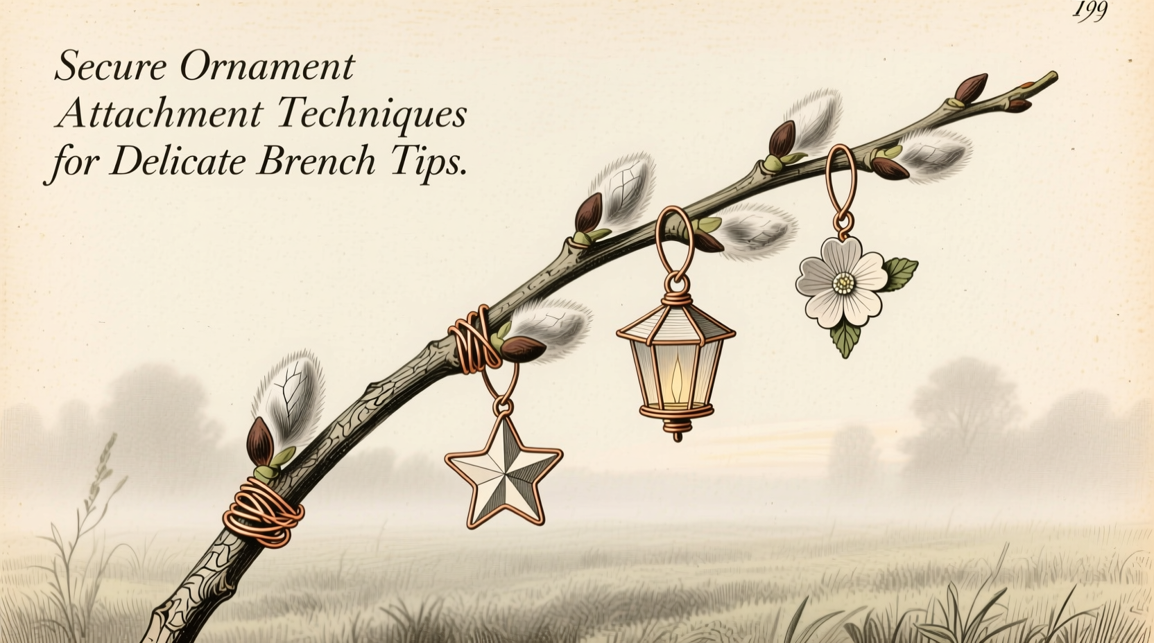 how to attach ornaments securely to thin branch tips on slim trees