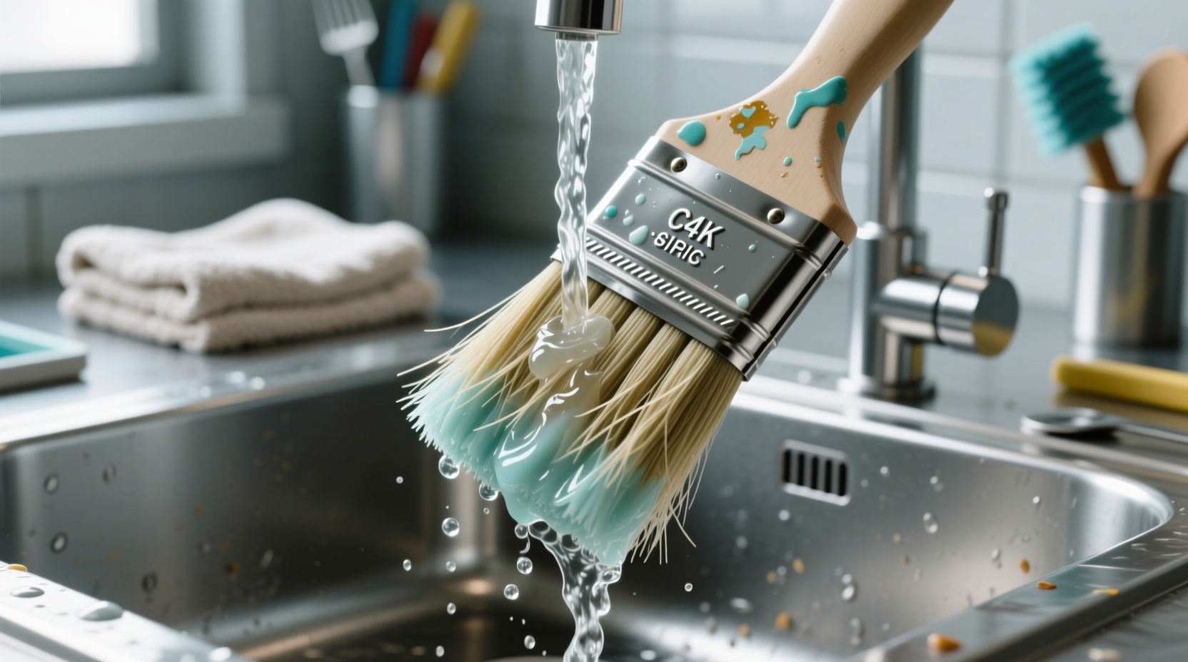 how to remove dried acrylic paint from laundry stencil brushes