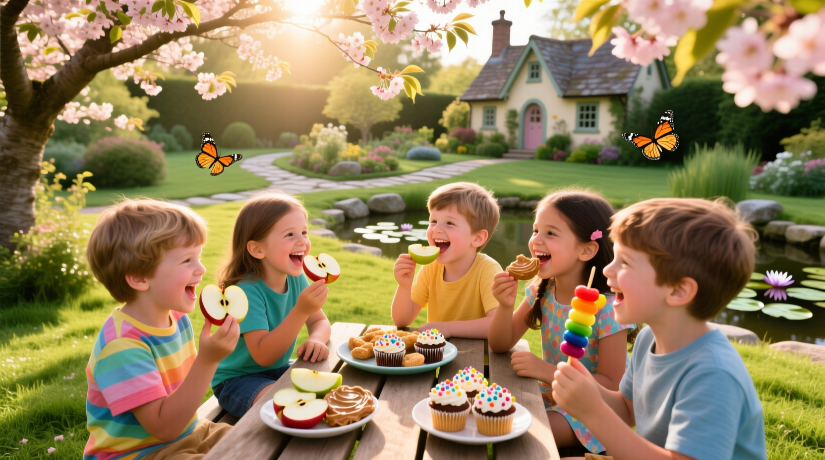 kids snacking garden