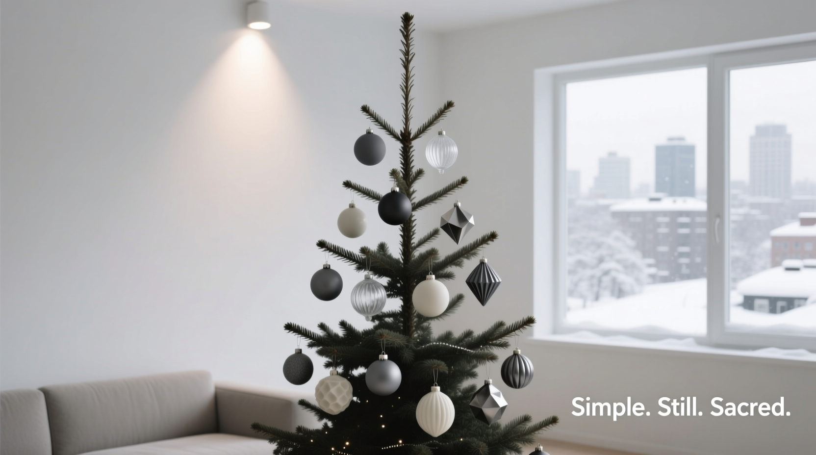 how to create a minimalist christmas tree look using only monochrome ornaments