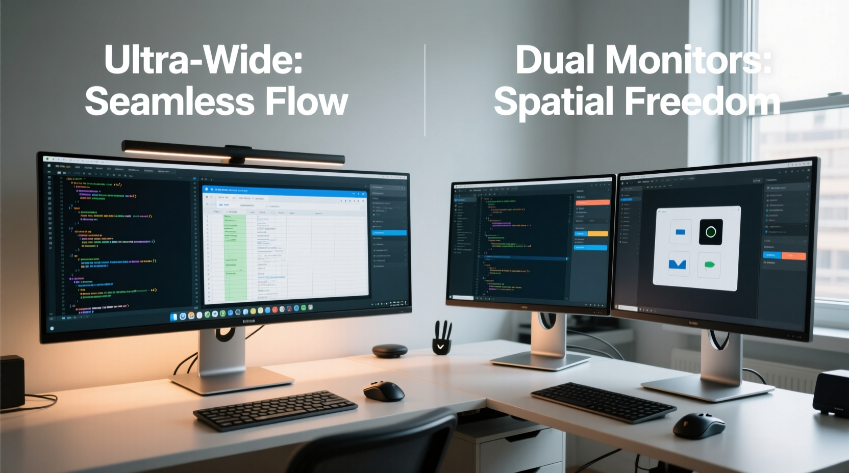 ultra wide monitor vs dual monitors which setup boosts multitasking efficiency