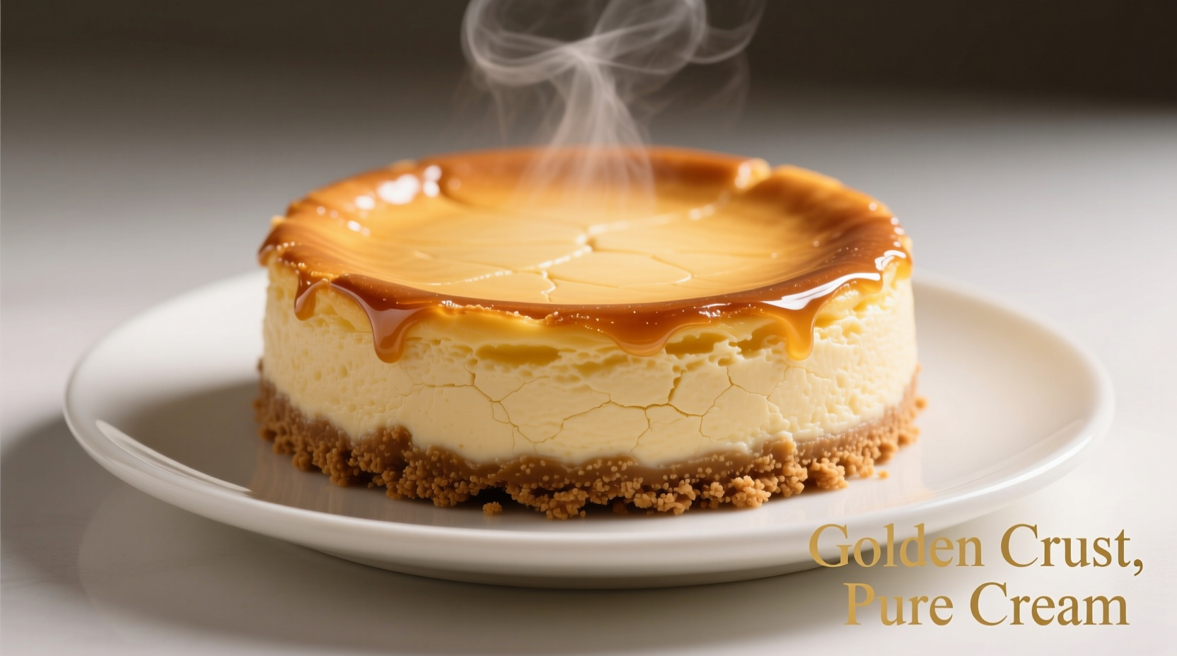 Perfect golden cheesecake with graham cracker crust