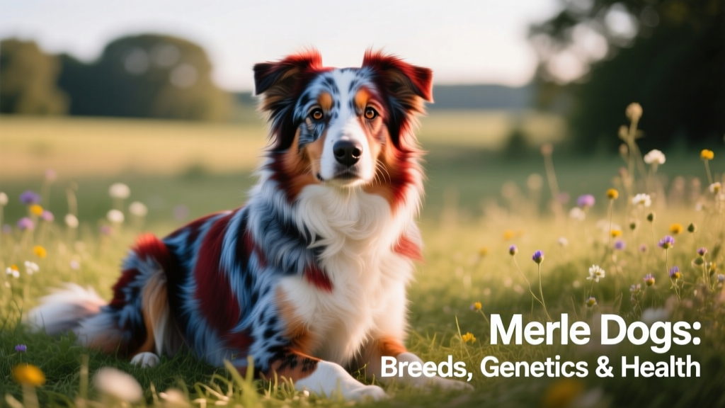 A calm, attentive Border Collie with red merle coat sitting on grass, looking directly at camera