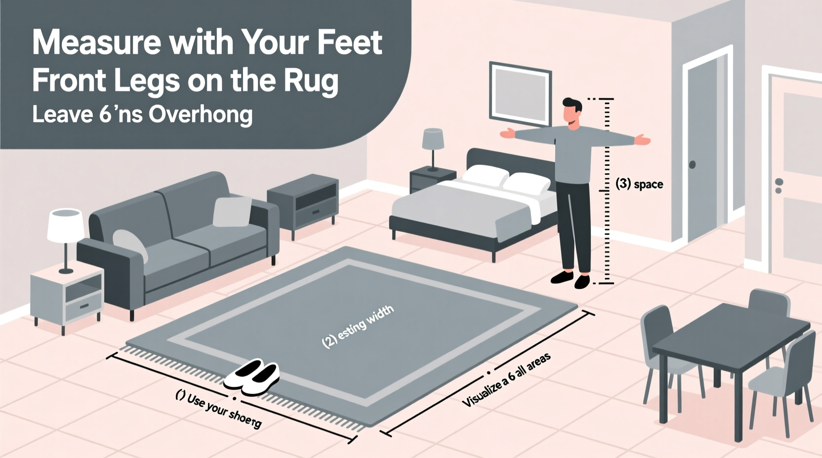 how to choose the right size area rug for any room without measuring tape fails