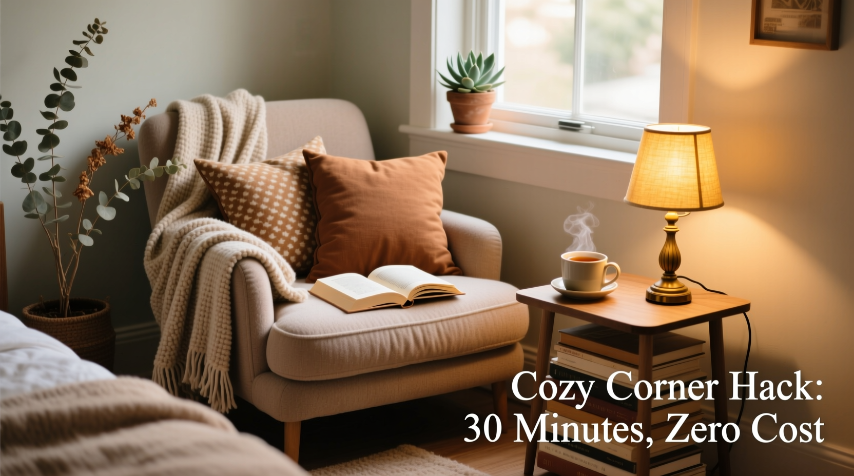 how to create a cozy reading nook in under 30 minutes with items you own