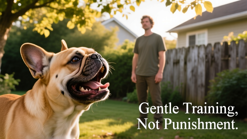 french-bulldog-barking-at-a-person