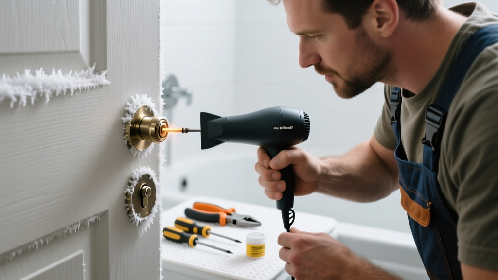 Fixing a Frozen Door Lock in the Bathroom