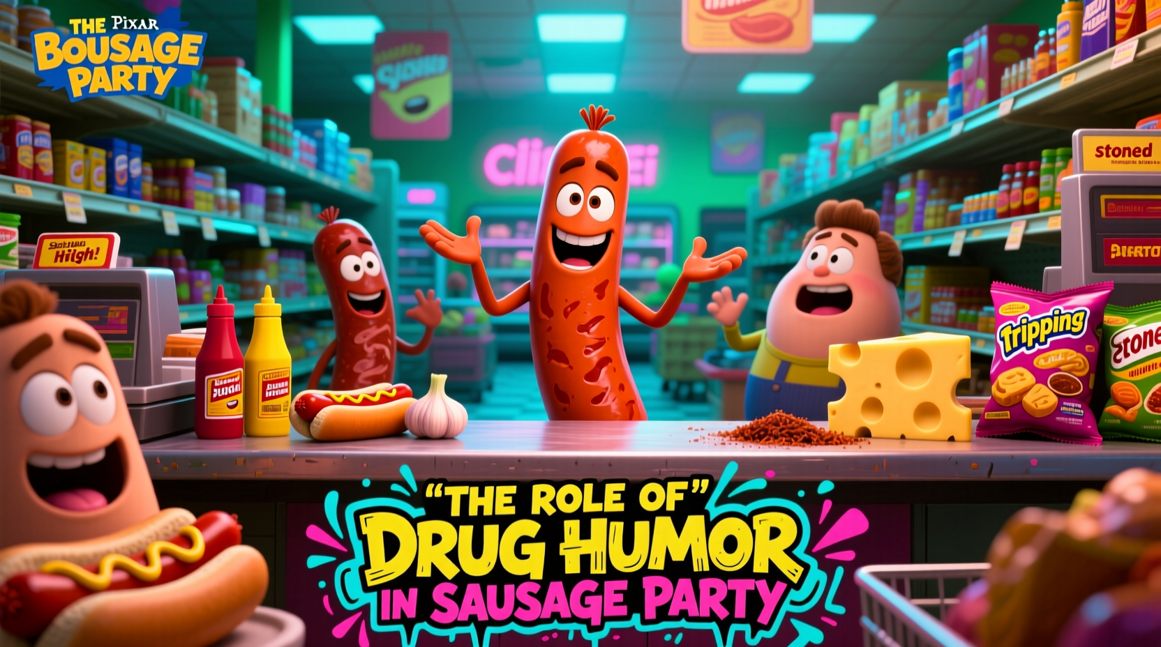 the role of drug humor in sausage party