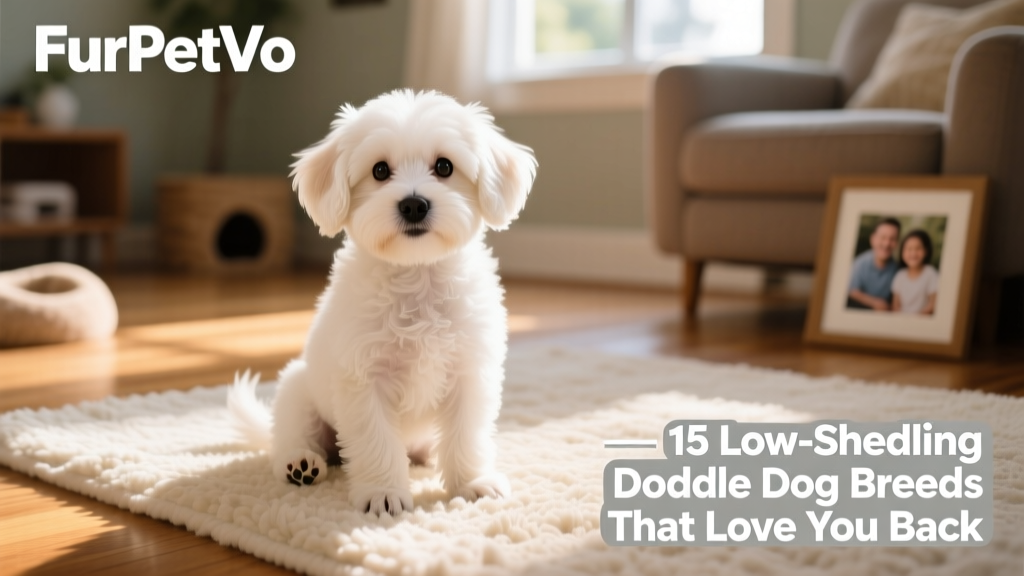 A smiling FurPetVo Maltipoo puppy sitting on a cozy rug, looking directly at the camera with bright, curious eyes