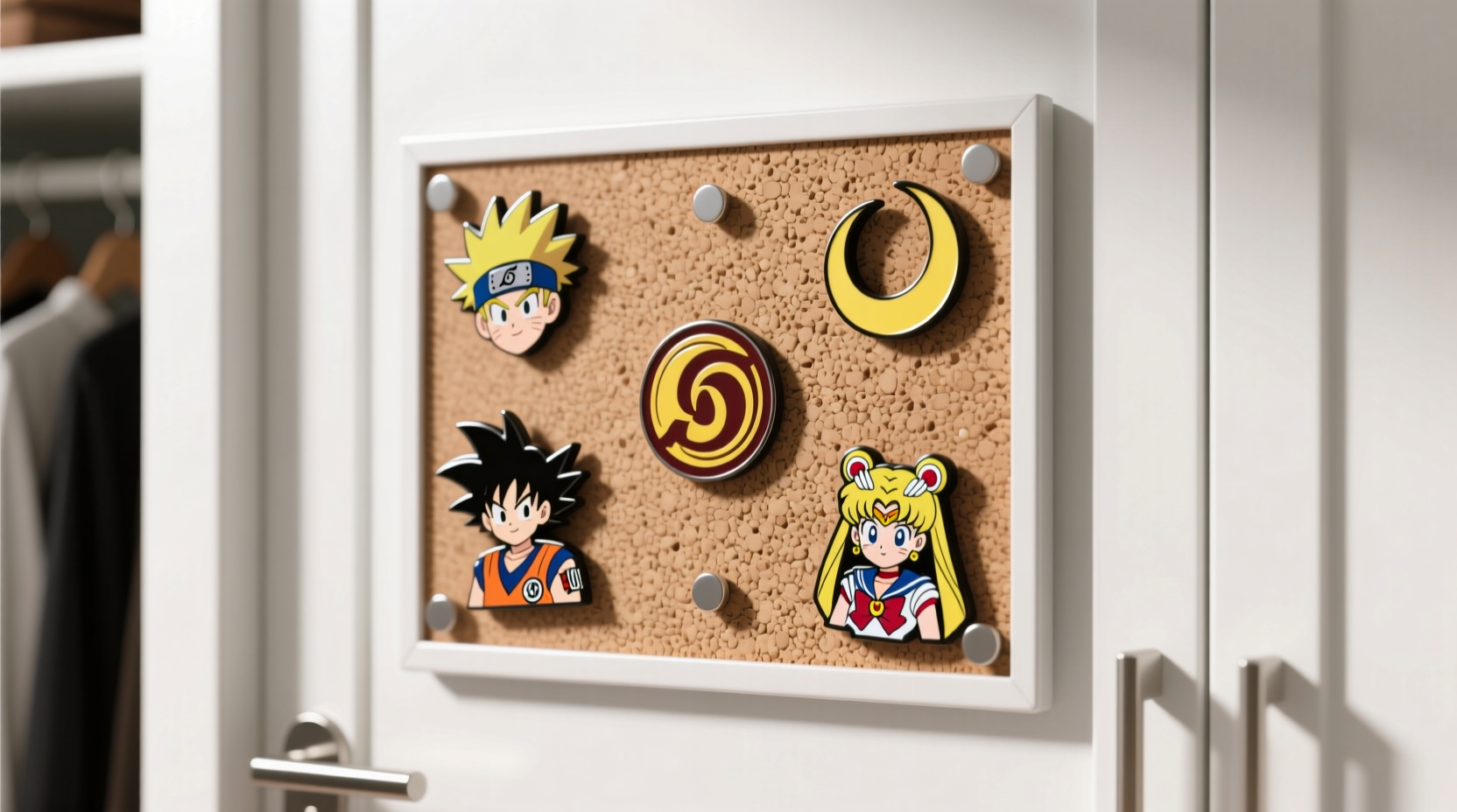 how to organize anime pins on closet doors