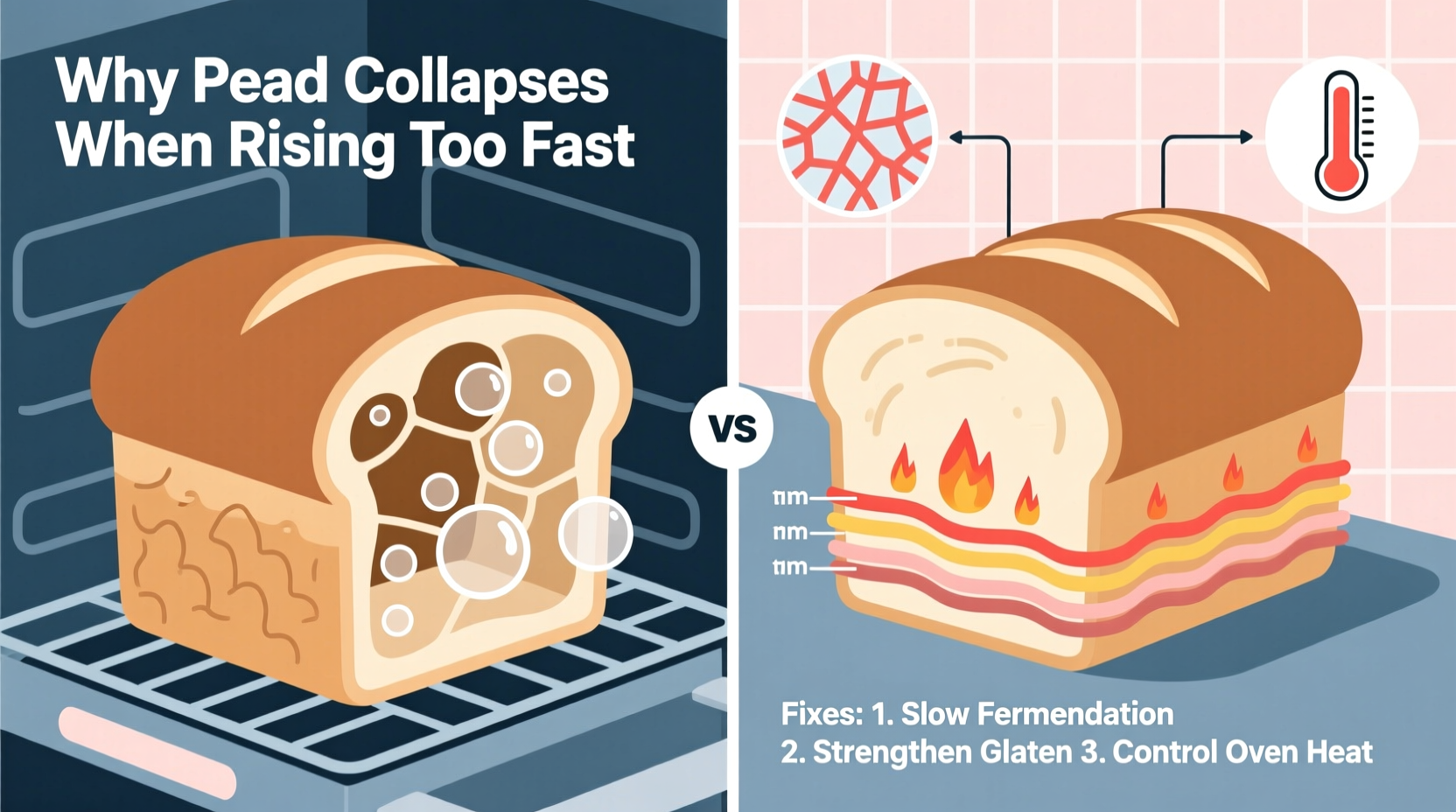 why does my bread collapse in the oven rising too fast fixes