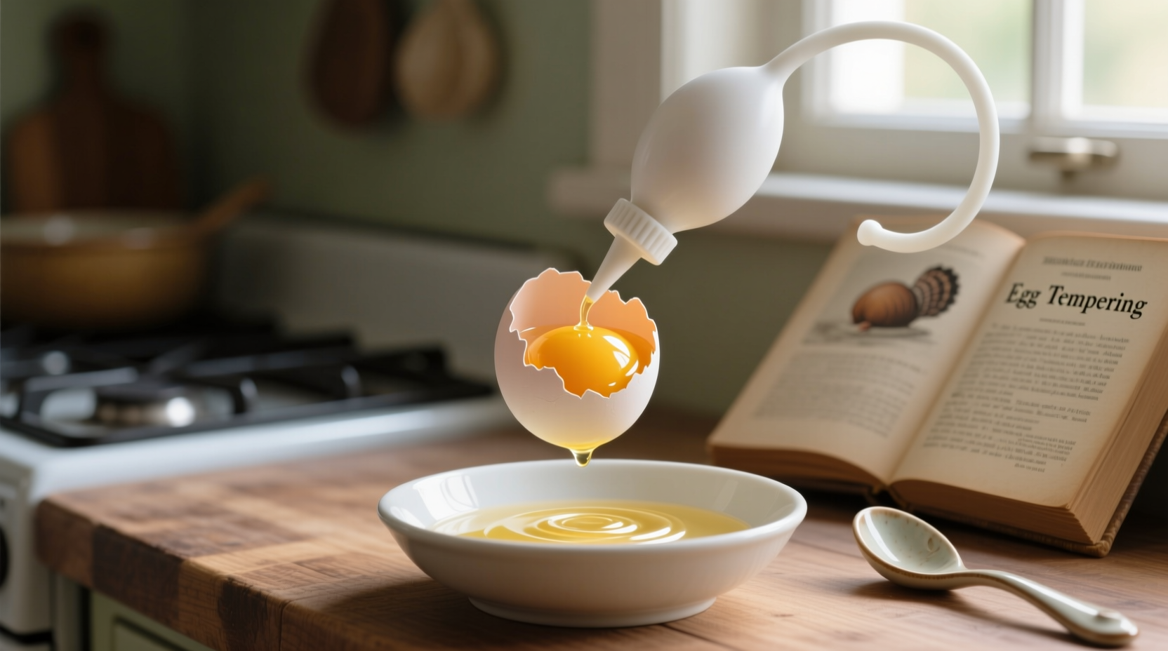 safely temper eggs with a turkey baster