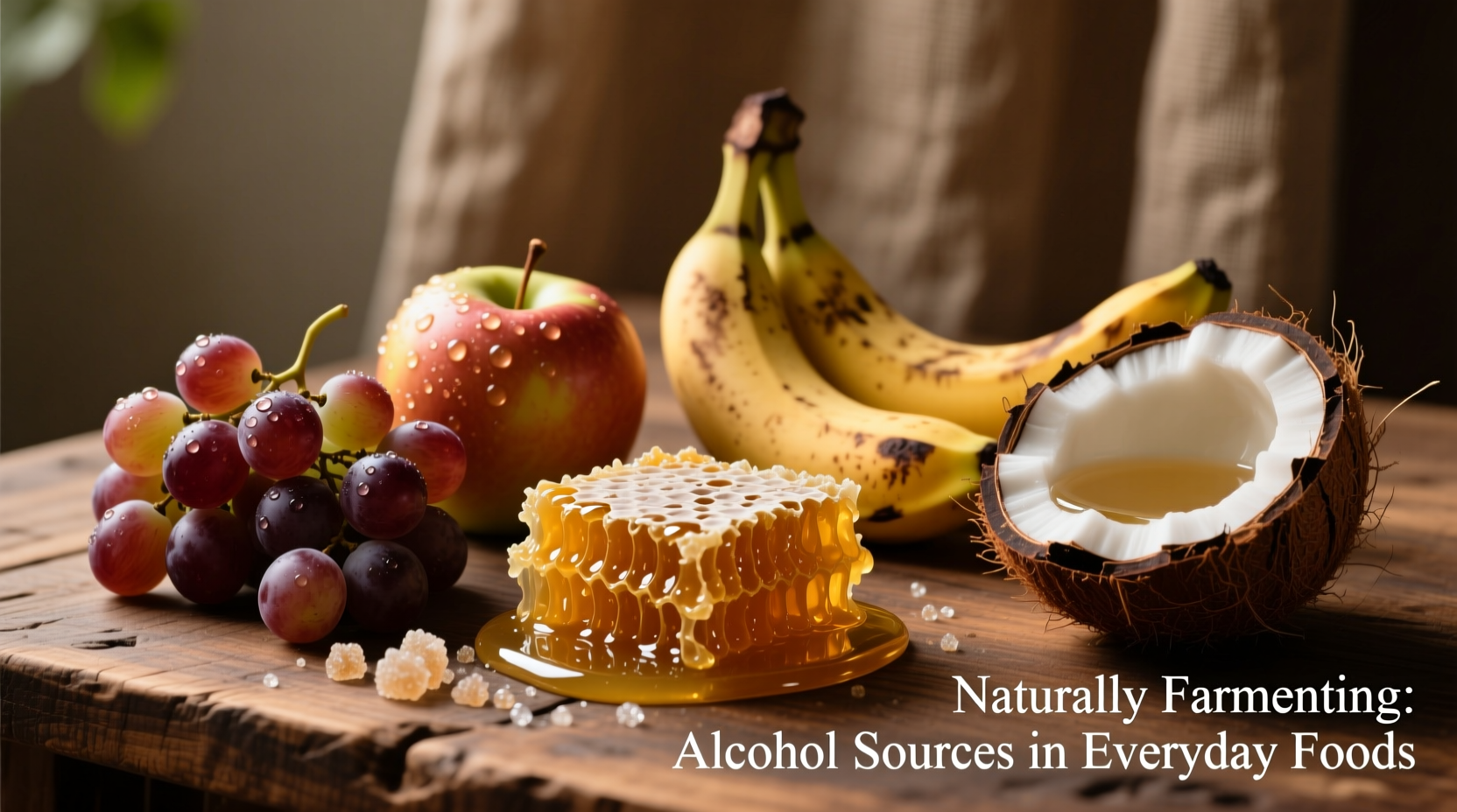 Various food items showing natural alcohol content sources