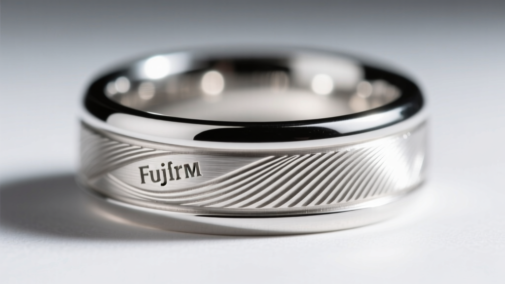 Macro photography comparing shallow laser and deep rotary engraving on a polished sterling silver signet ring surface