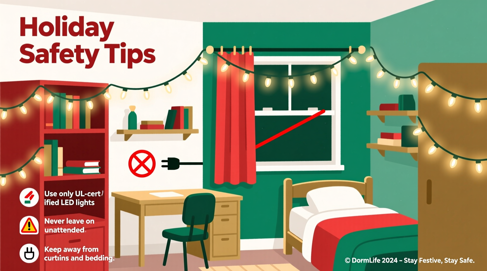 how to use christmas lights in dorm rooms without breaking rules