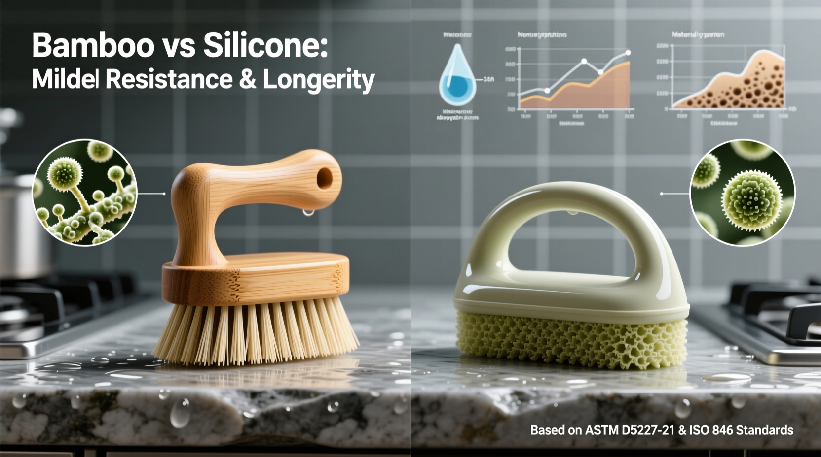 bamboo vs silicone dish scrubbers which resists mildew longer