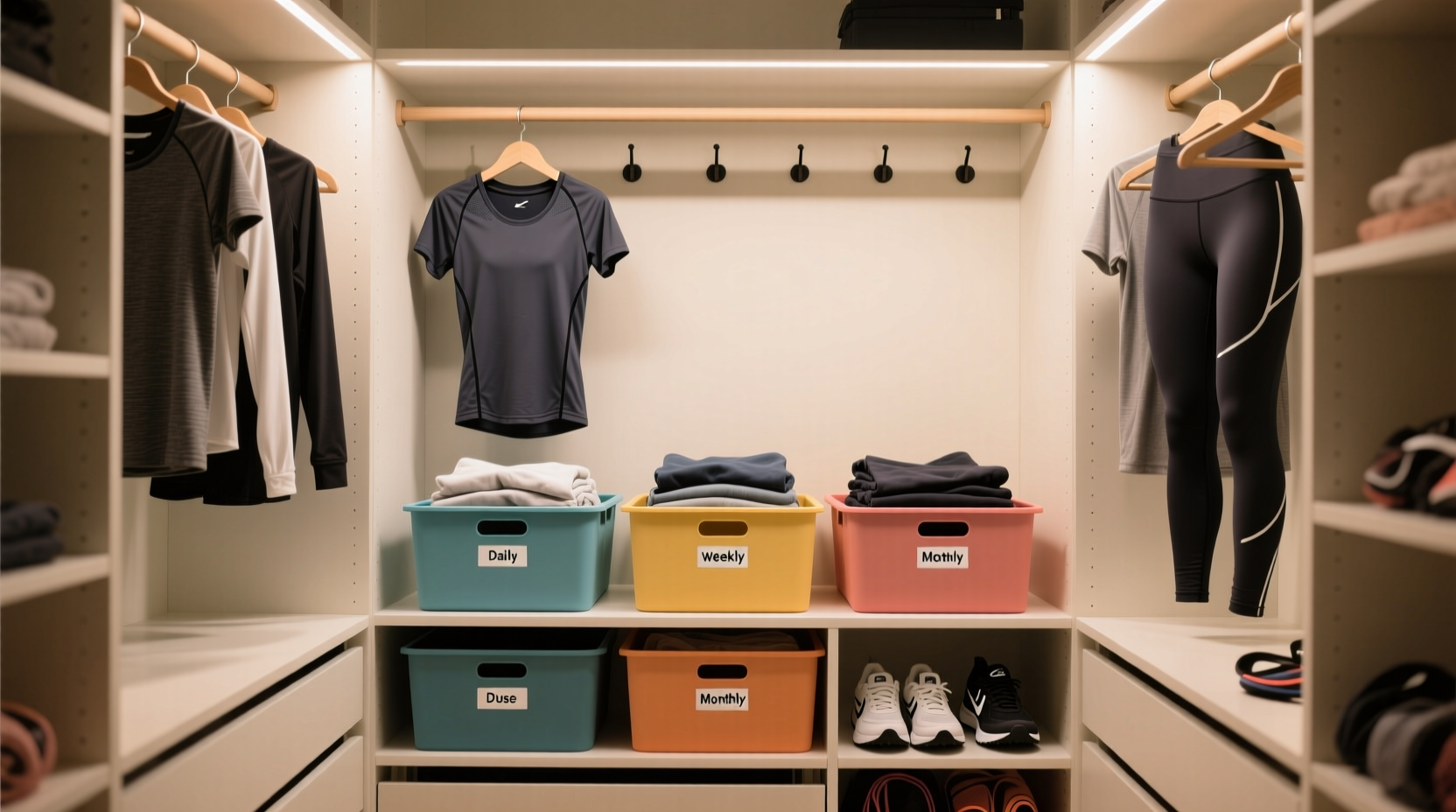closet organization tips workout clothes by use frequency