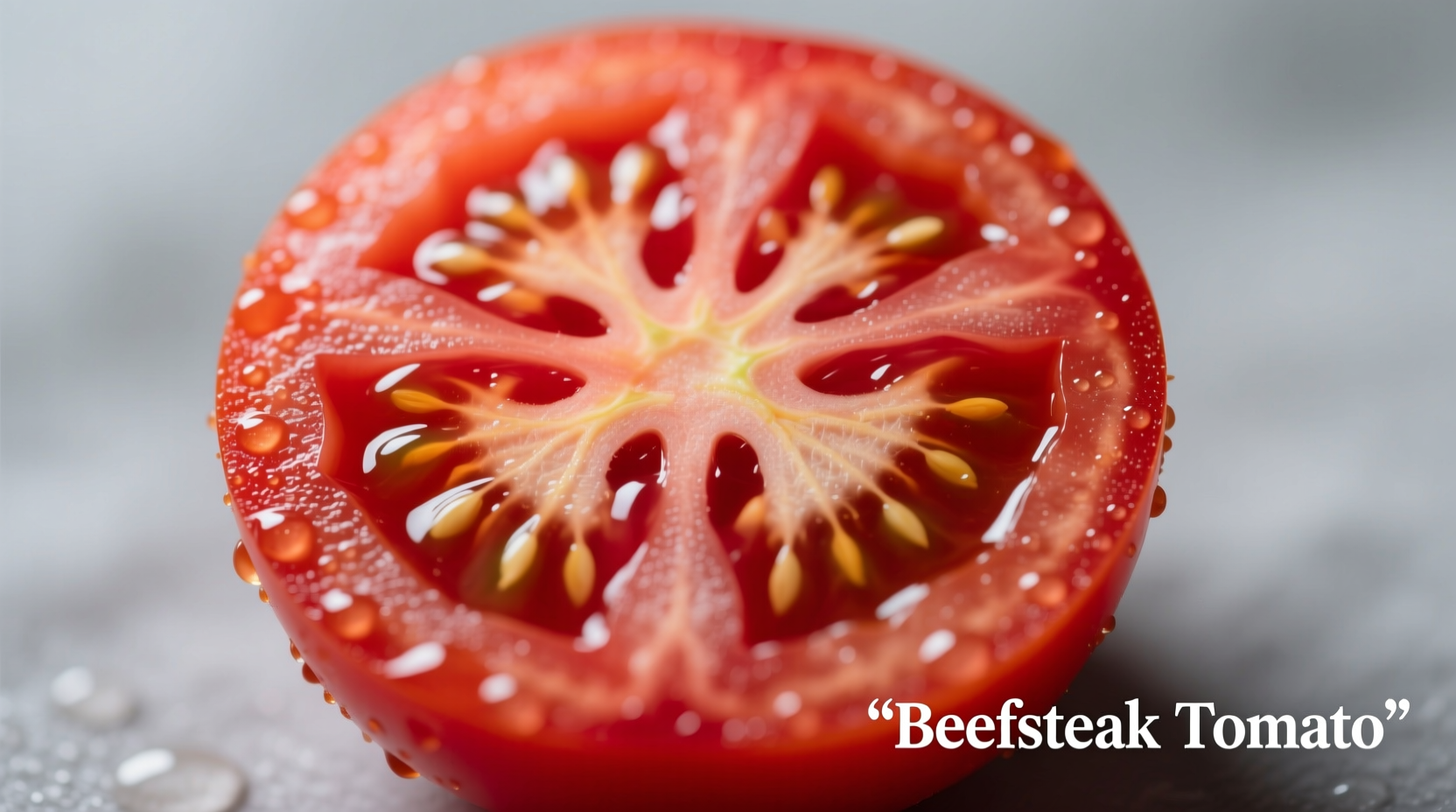 Fresh beefsteak tomato sliced showing interior structure