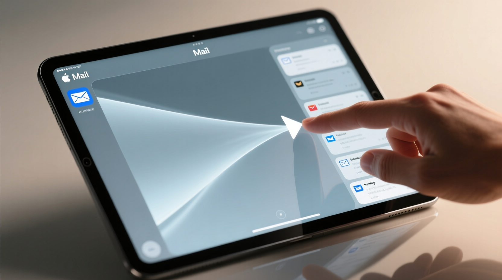 swipe right in mail for ipad to quickly display the inb