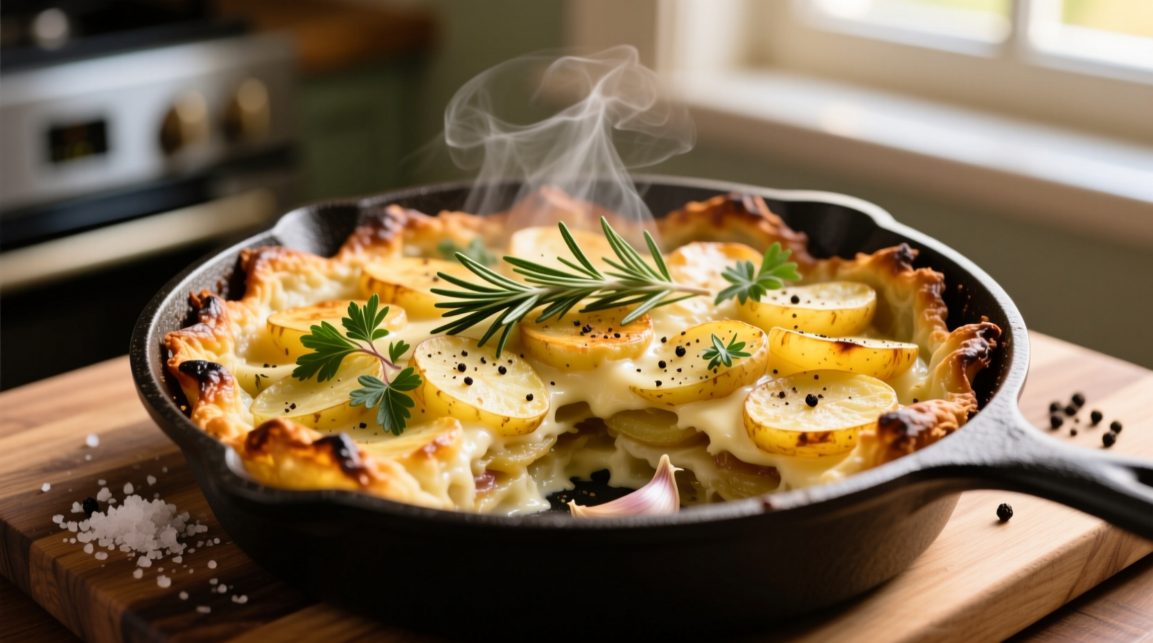 Golden breakfast potato bake with herbs