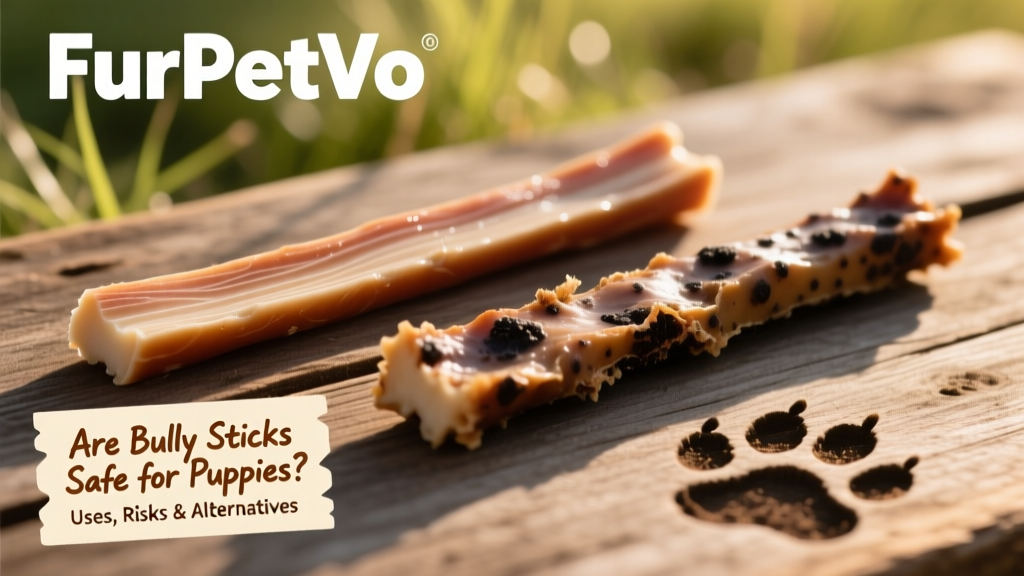 Side-by-side comparison of a high-quality FurPetVo bully stick and a generic alternative, highlighting texture and cleanliness