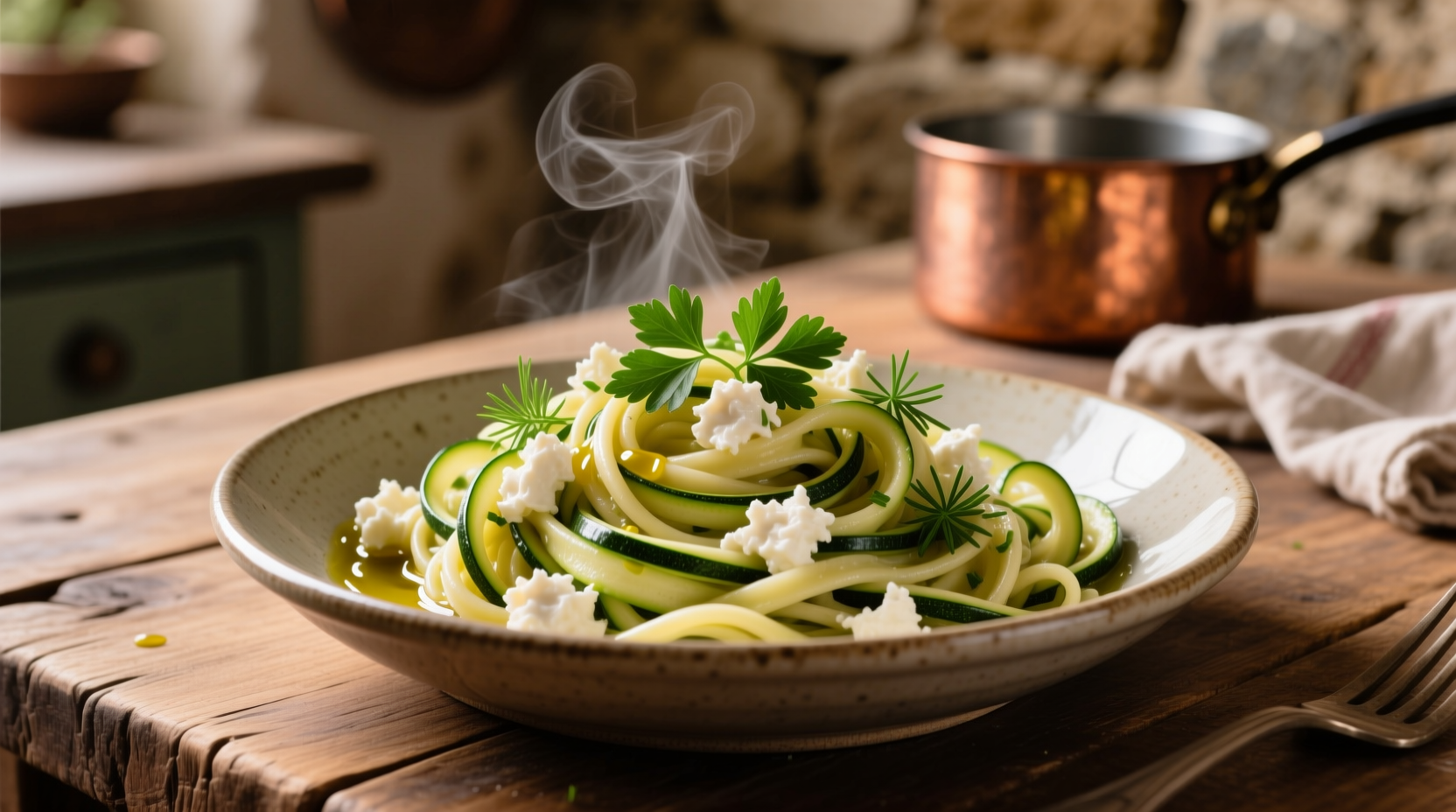 pasta zucchini goat cheese