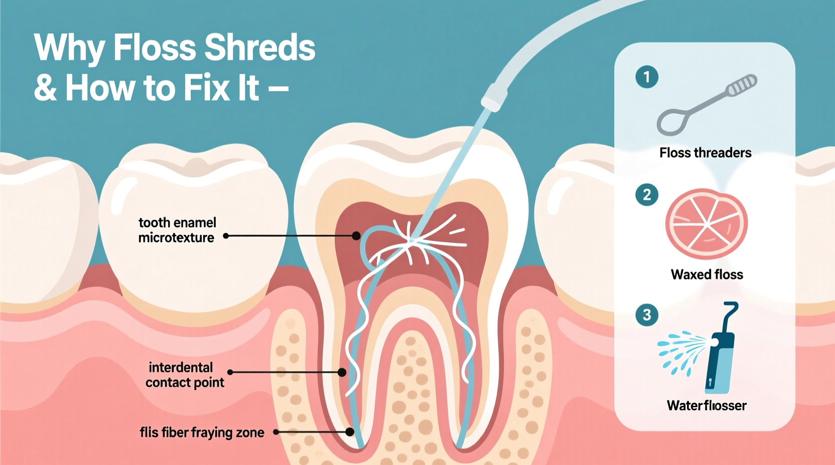 why does floss shred between my teeth solutions for tight contact areas