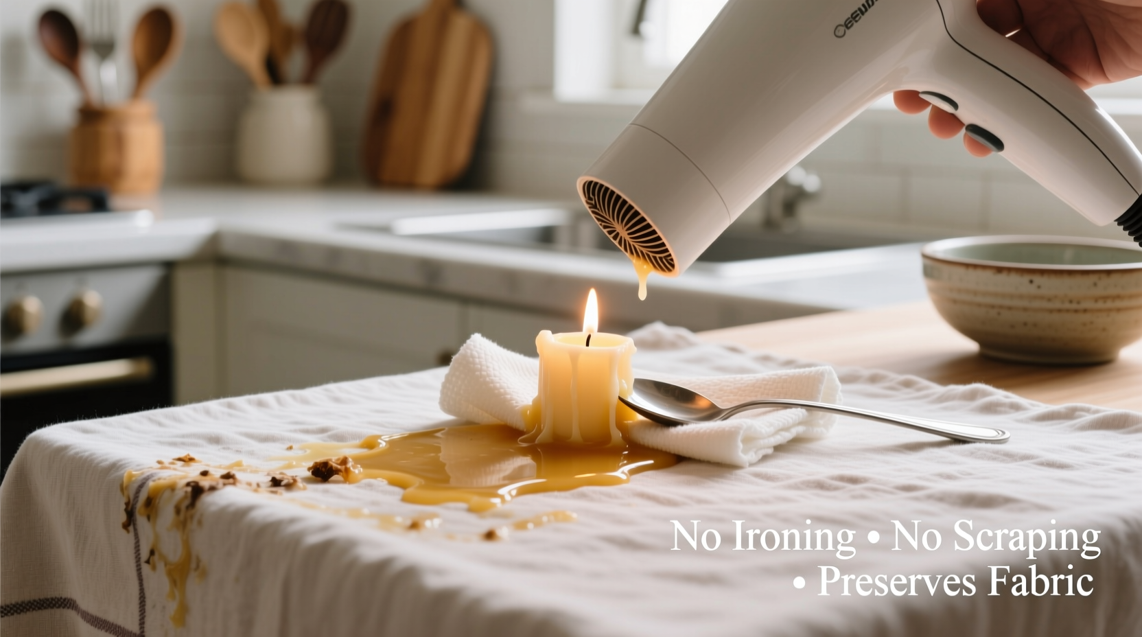how to remove candle wax from cotton tablecloths