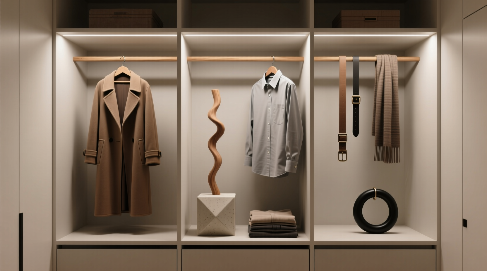 shared closet organization for opposing styles