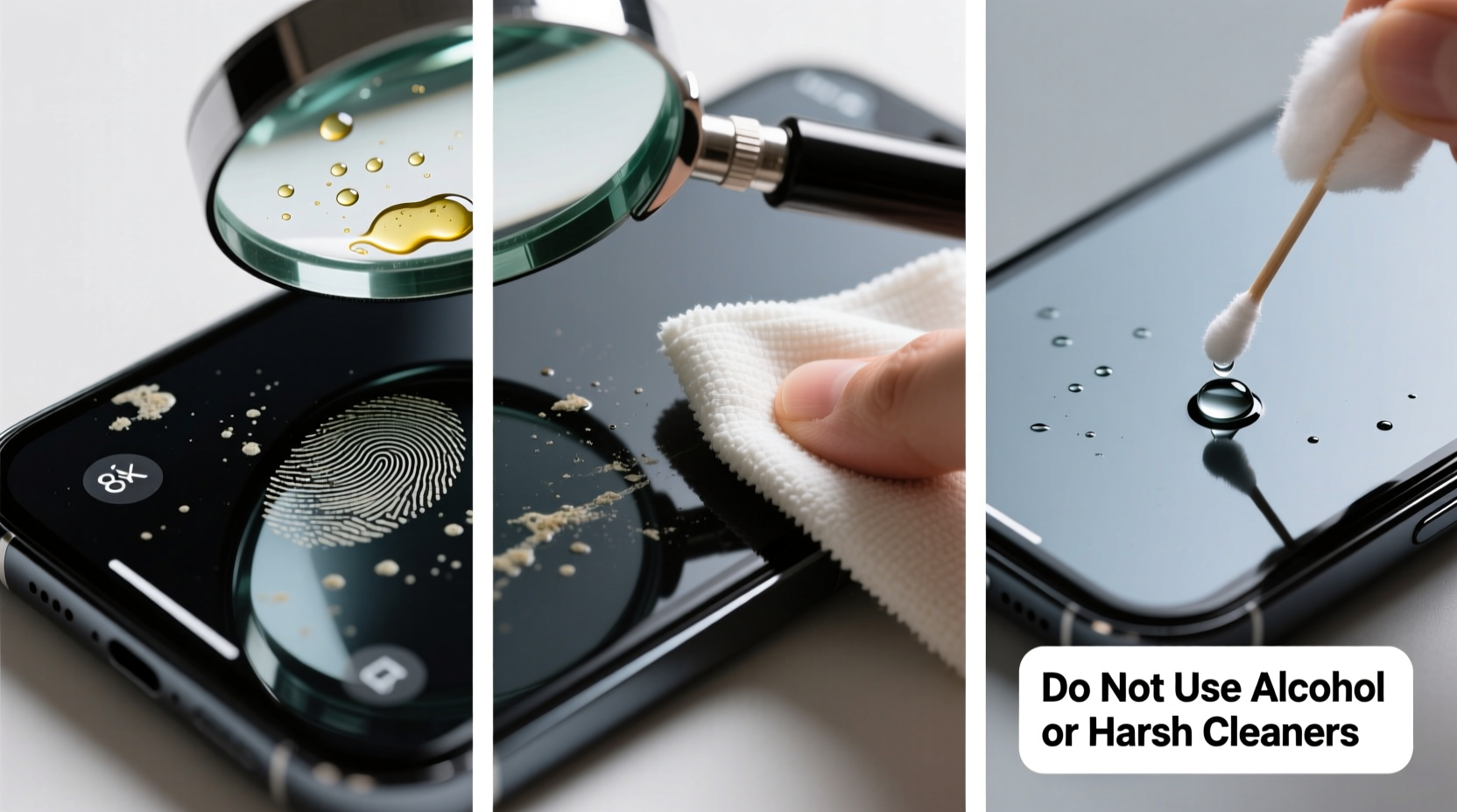 how to fix a sticky phone screen without damaging the oleophobic coating