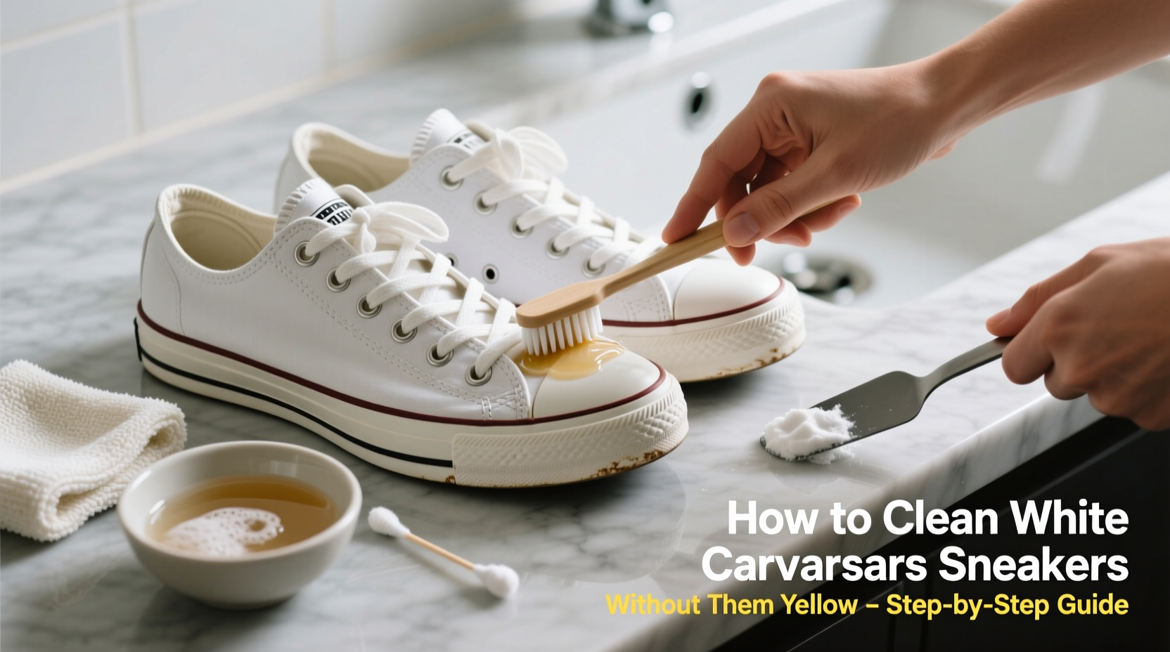 how to clean white canvas sneakers without turning them yellow specific steps