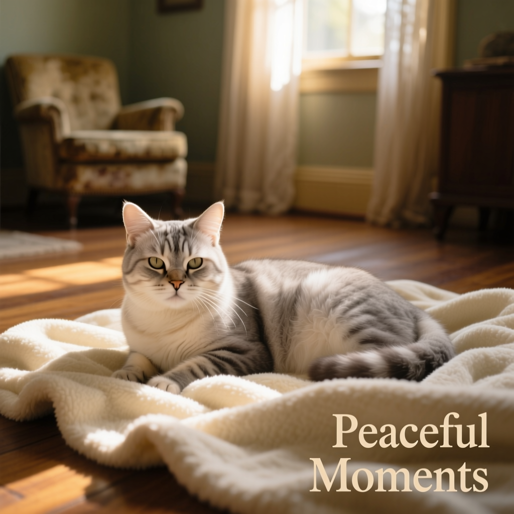 A senior cat resting comfortably