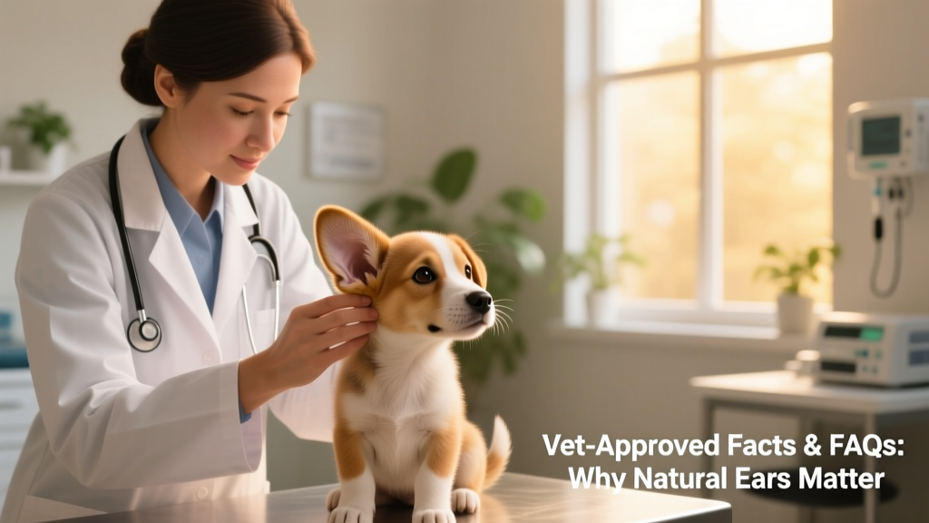 Veterinarian gently examining a puppy's natural ear during a wellness checkup