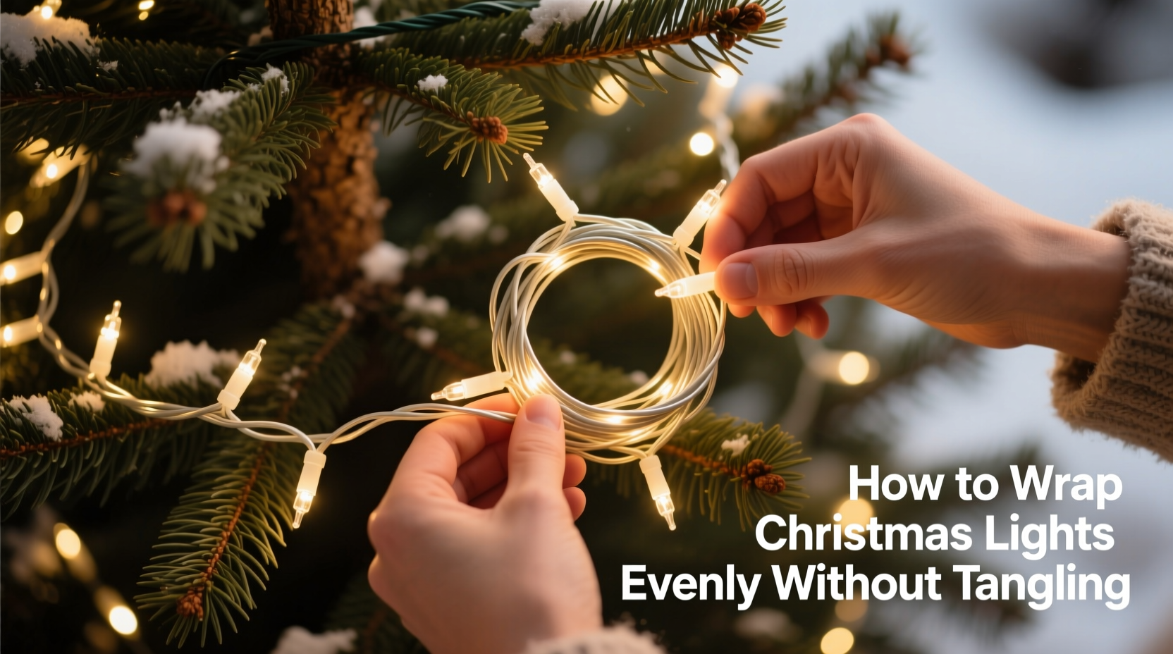 how to wrap christmas lights around a tree evenly without tangling