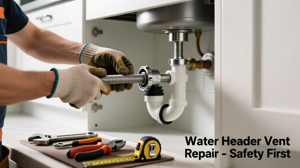 Fixing Disconnected Water Heater Vent Pipe in Kitchen