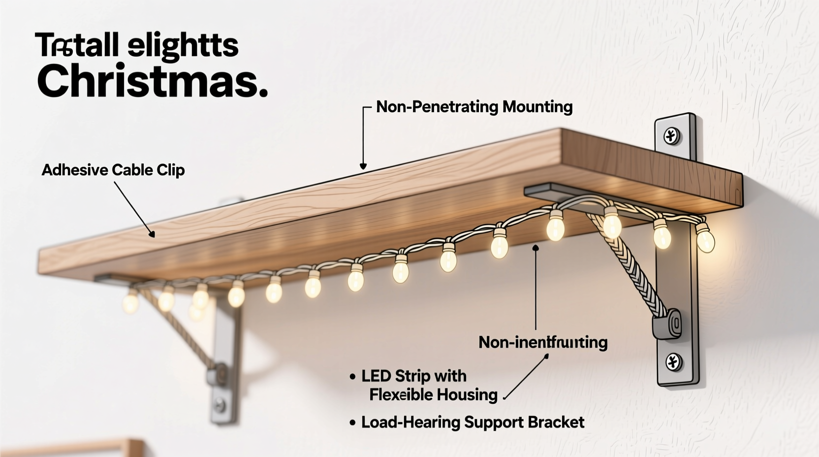 how to add christmas lights to floating shelves without compromising structural integrity