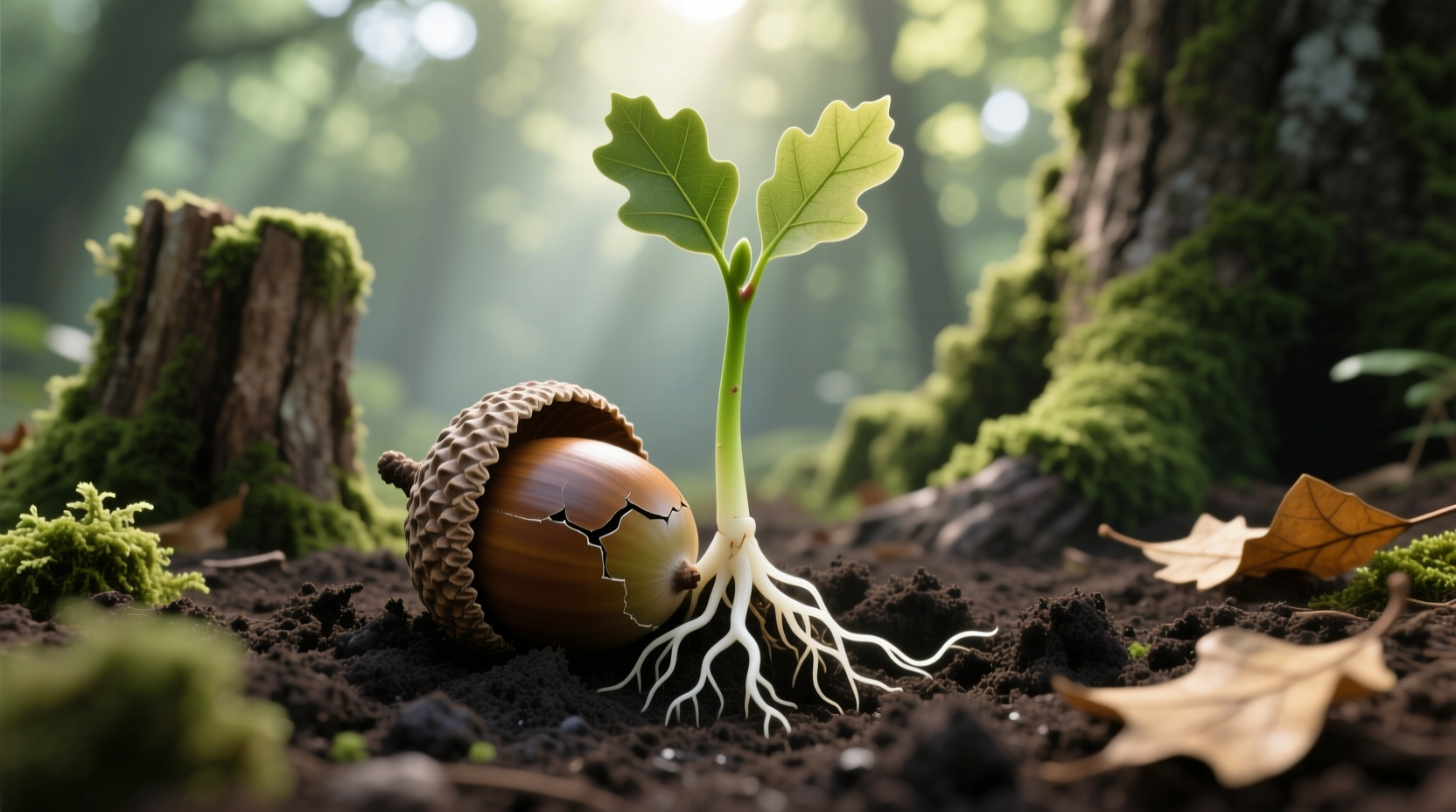 plant acorns grow oaks
