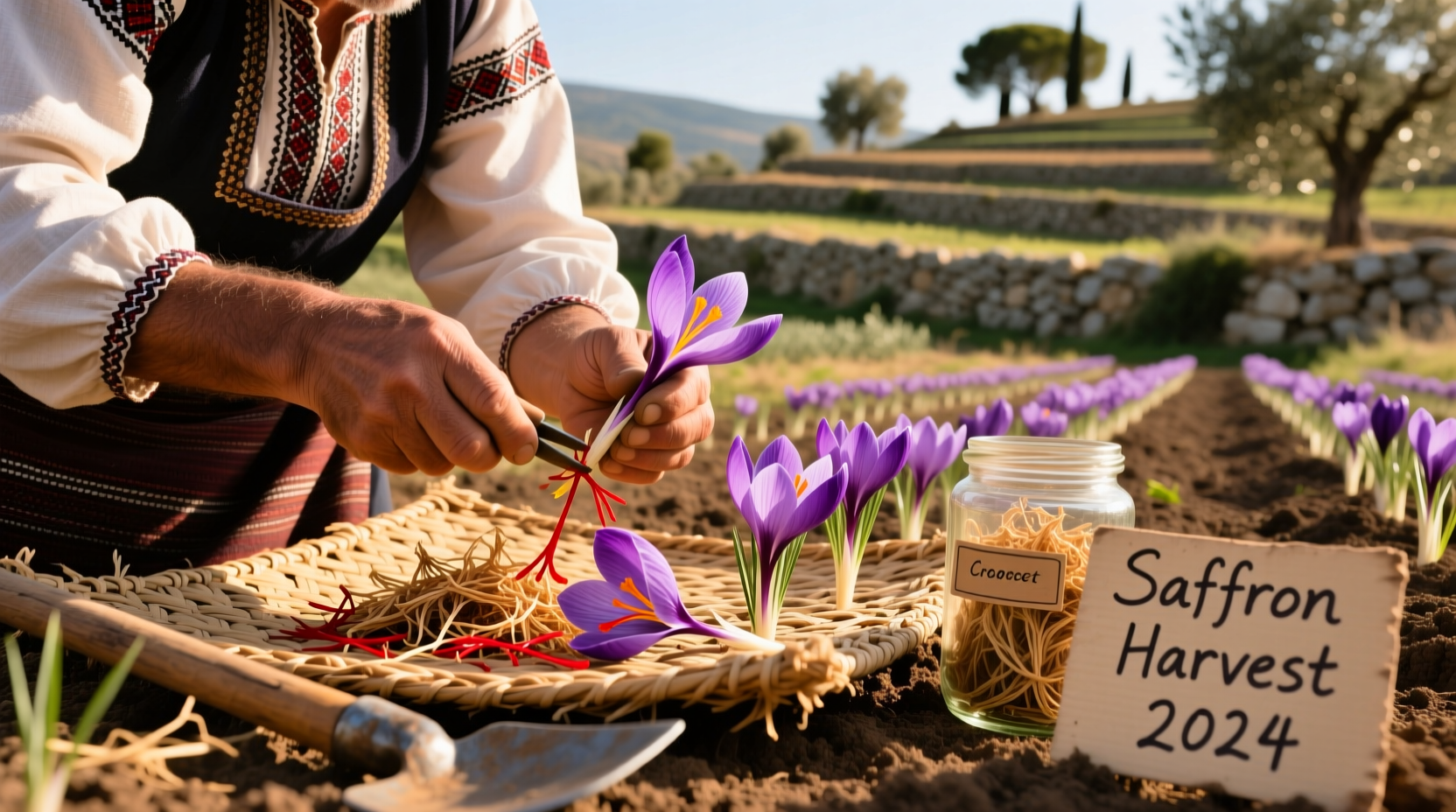 Cultivo de azafrán en campo