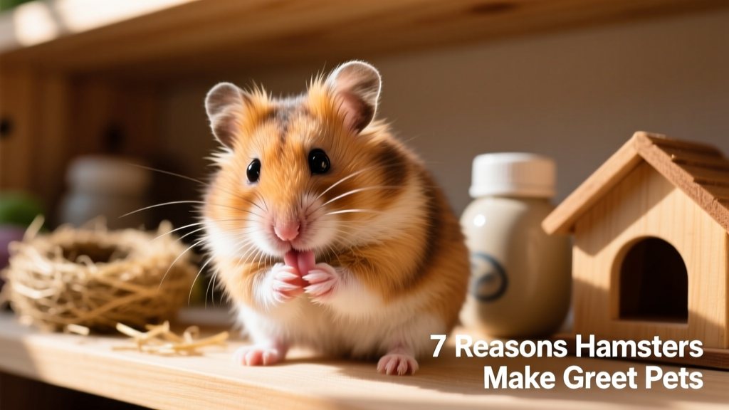 Close-up of a hamster mid-groom, licking its front paws with focused expression