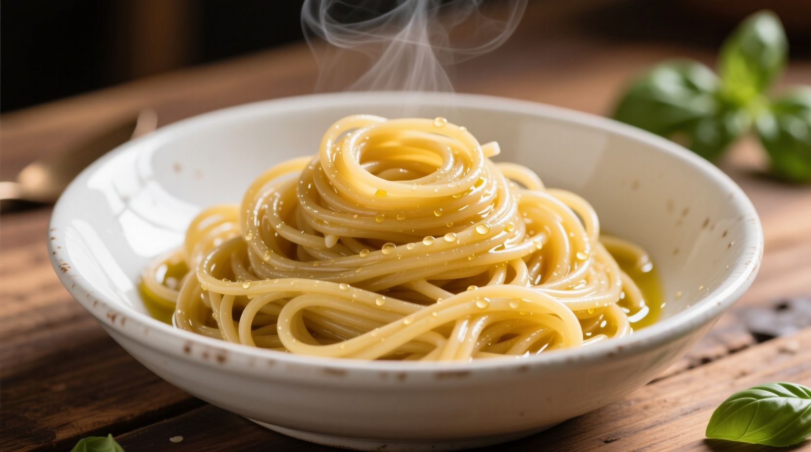 Perfectly cooked al dente spaghetti in a white bowl