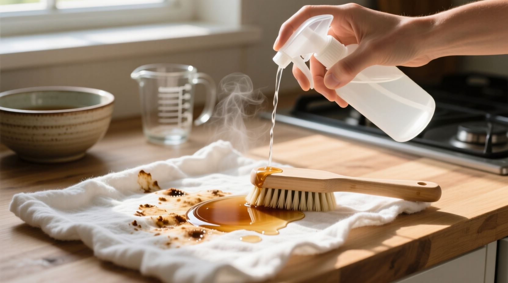 how to remove dried kombucha stains naturally