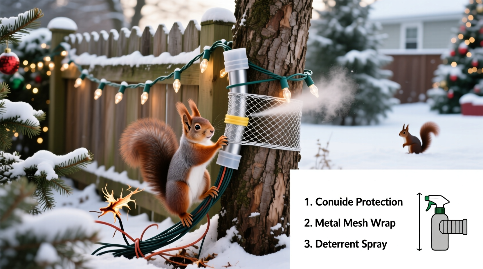 how to prevent squirrels from chewing through outdoor christmas light wires