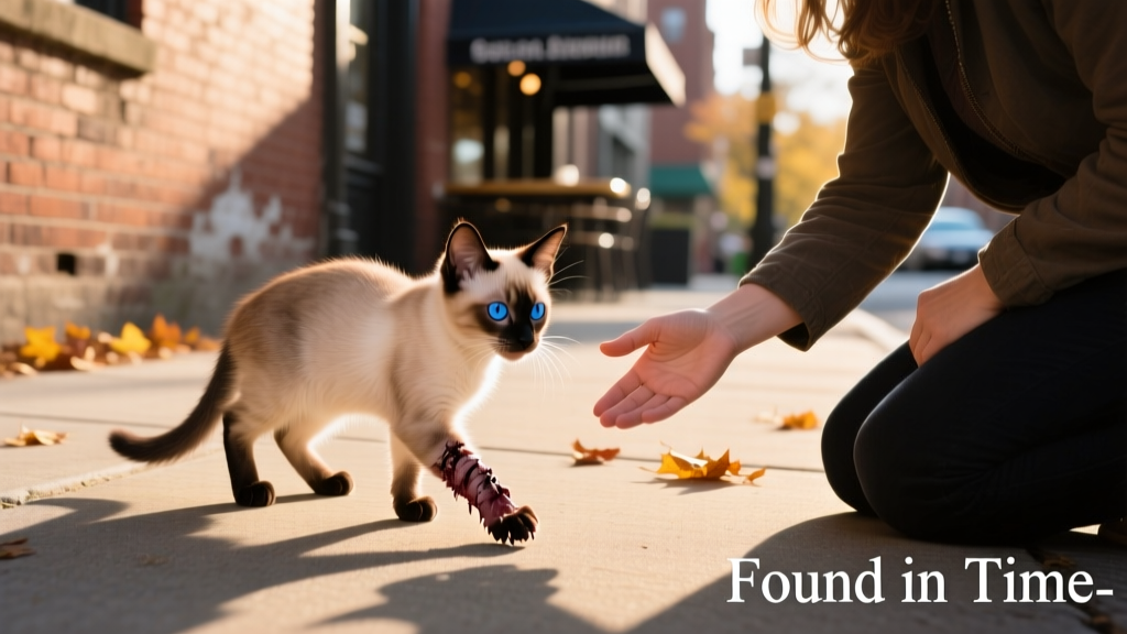 Stray Injured Siamese Kitten Runs To Stranger for Help and Finds His Forever Home