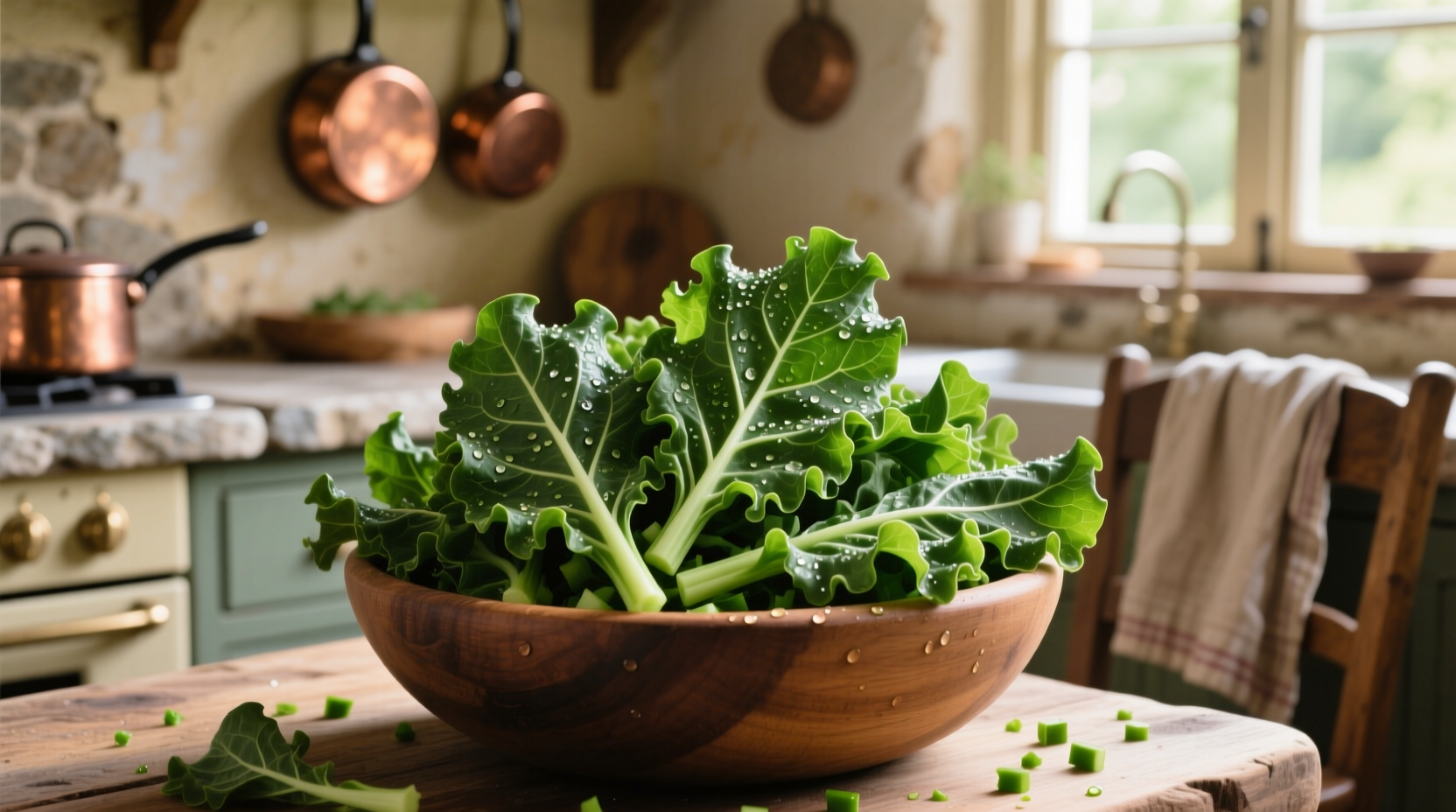 Fresh collard greens chopped and ready for cooking