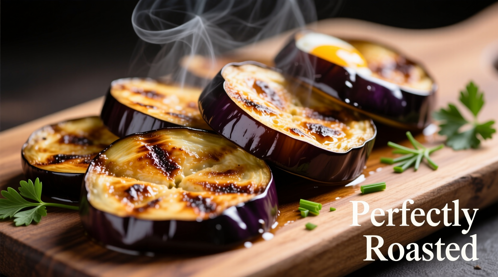 Perfectly roasted eggplant slices with golden edges