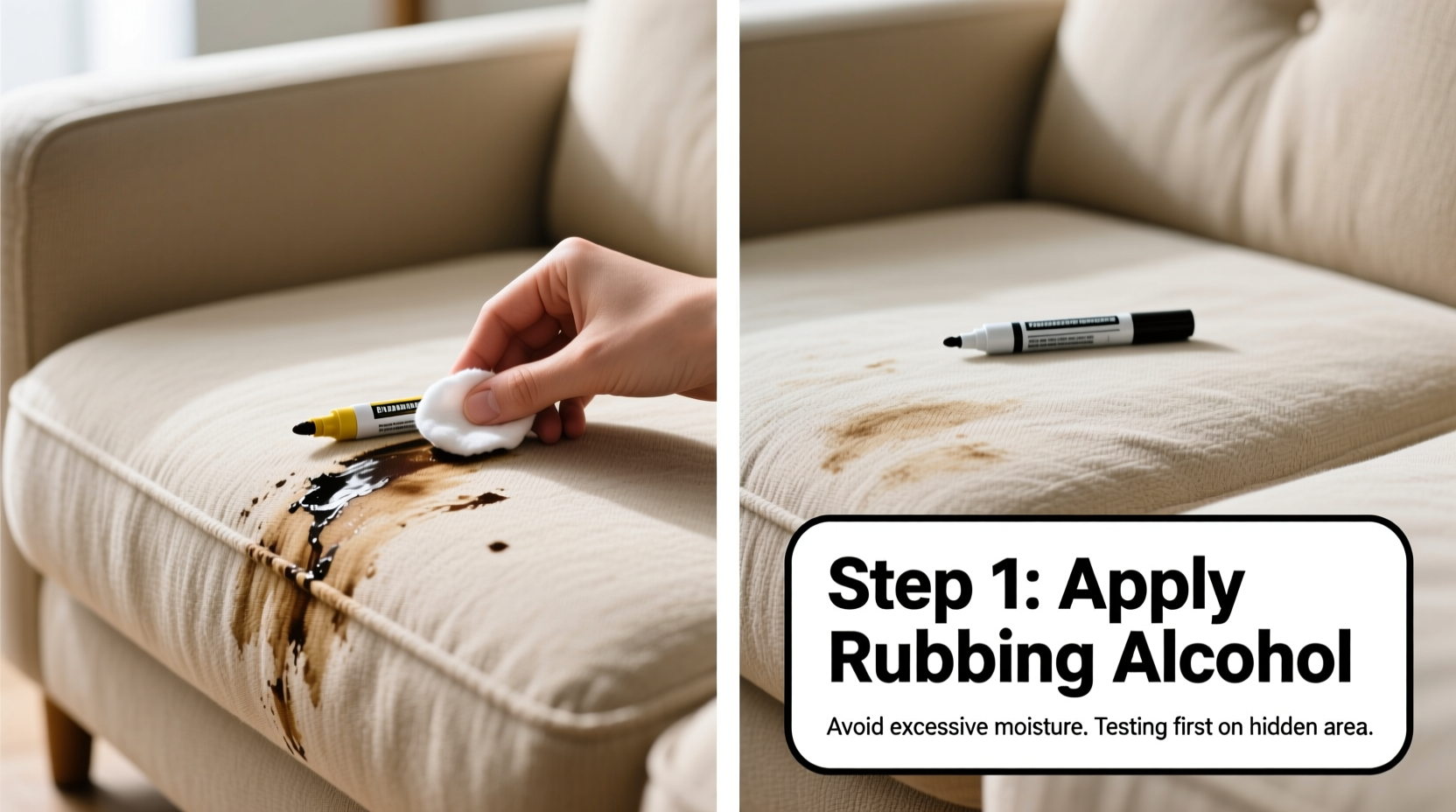 how to remove permanent marker from furniture without damaging fabric