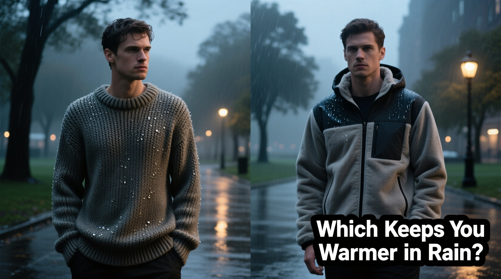 knitted sweater vs fleece jacket which keeps you warmer in rain