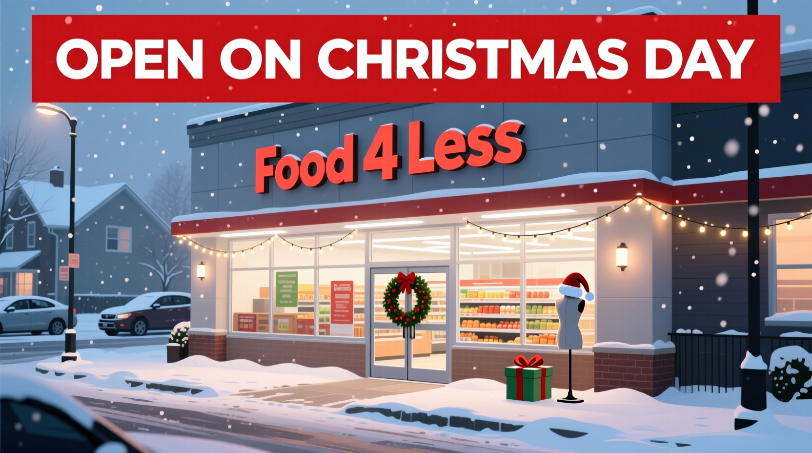 is food 4 less open on christmas day