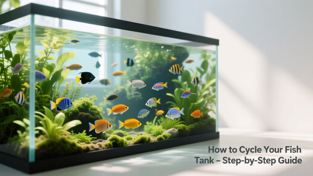 Healthy, vibrant community aquarium with clear water, thriving plants, and active fish—sign of a successfully cycled tank